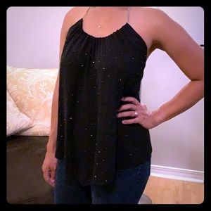 Express Chain Neck Sparkle Handkerchief Halter Top